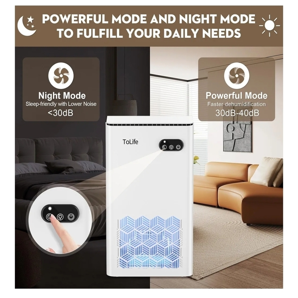 ToLife Dehumidifier for Home, 1000 sq.ft Dehumidifiers for Basement Bedroom Bath - Picture 4 of 7
